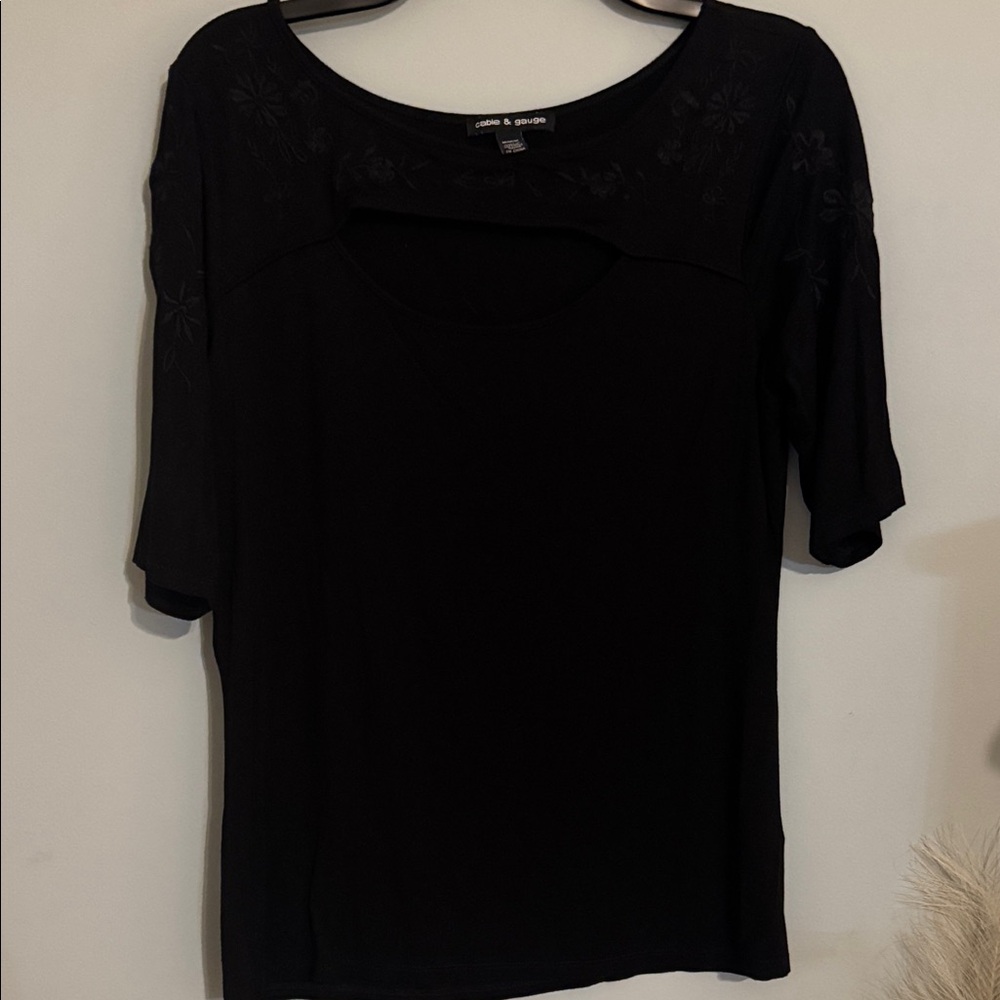 black Cutout Scoop Neck Top by cable and gauge